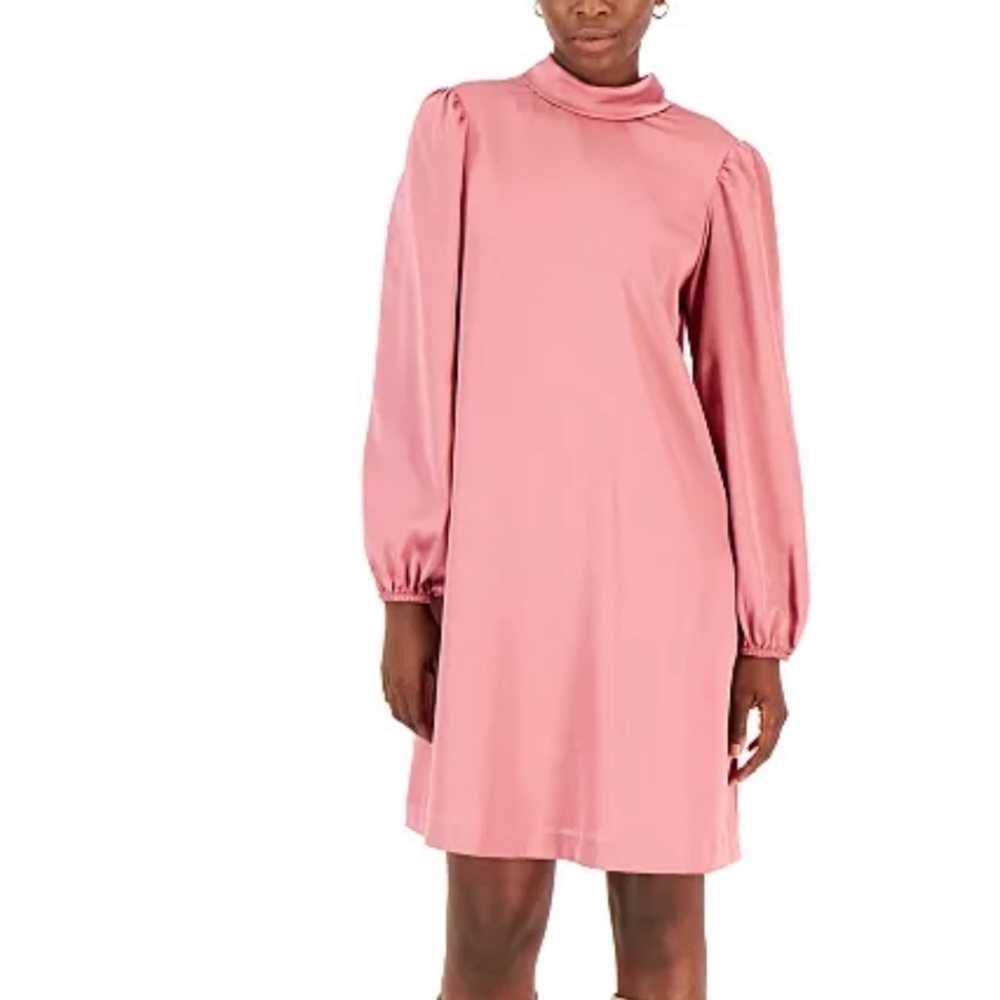 Inc rose dawn dress bow back shift long sleeve mock neck
